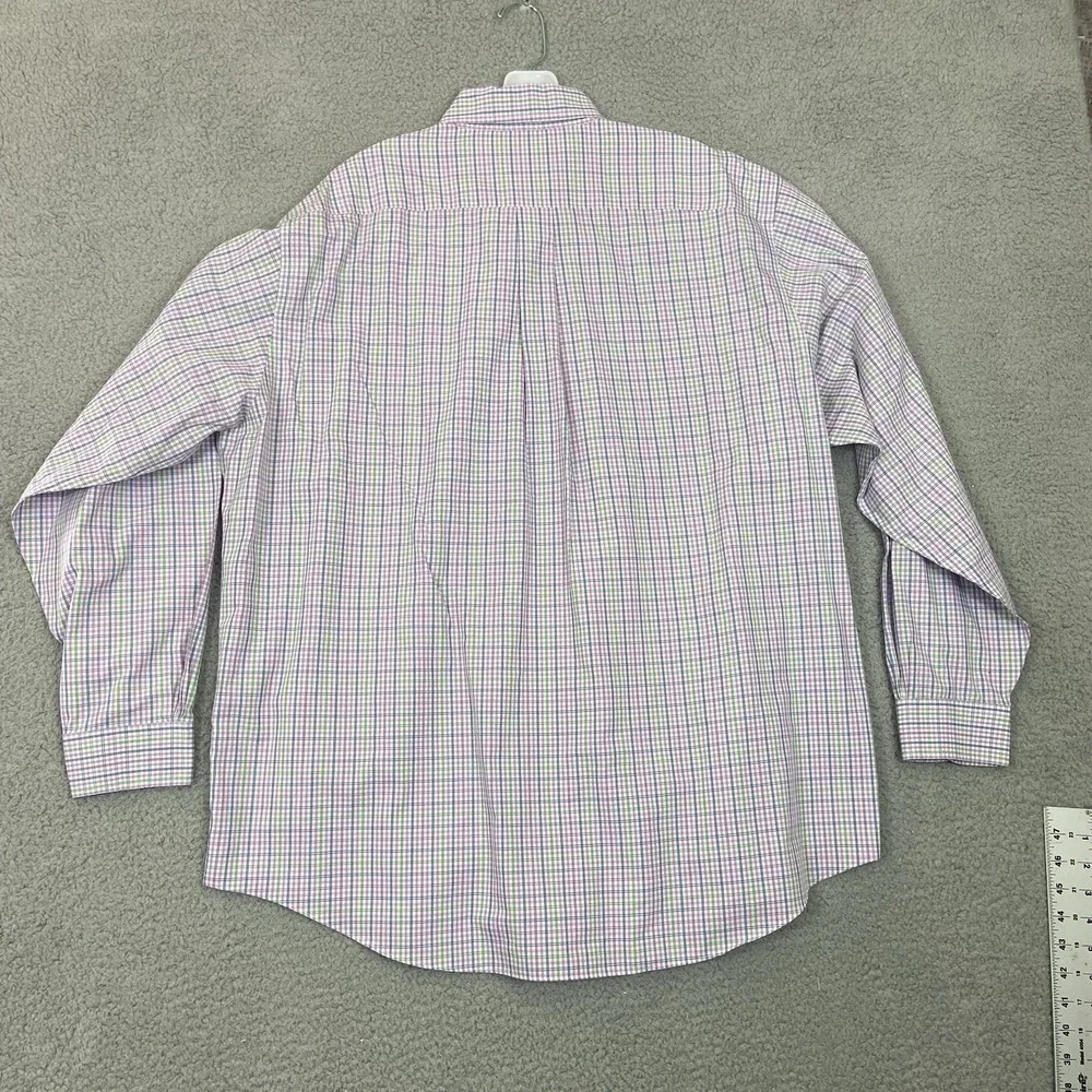 Brooks Brothers XL Non Iron Dress Shirt Pink Blue‎ Green Check Plaid Button Down